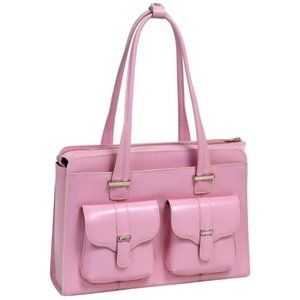 Pink MCKLEIN 96549 ALEXIS 14" LEATHER LAPTOP bag BRIEFCASE